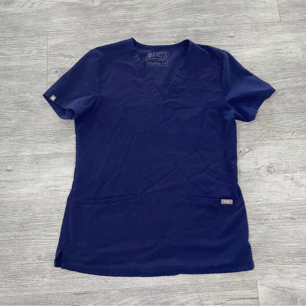 Figs Scrub Top Womens XS Surgical Blue Pocket Scrub Top Nurse Comfort